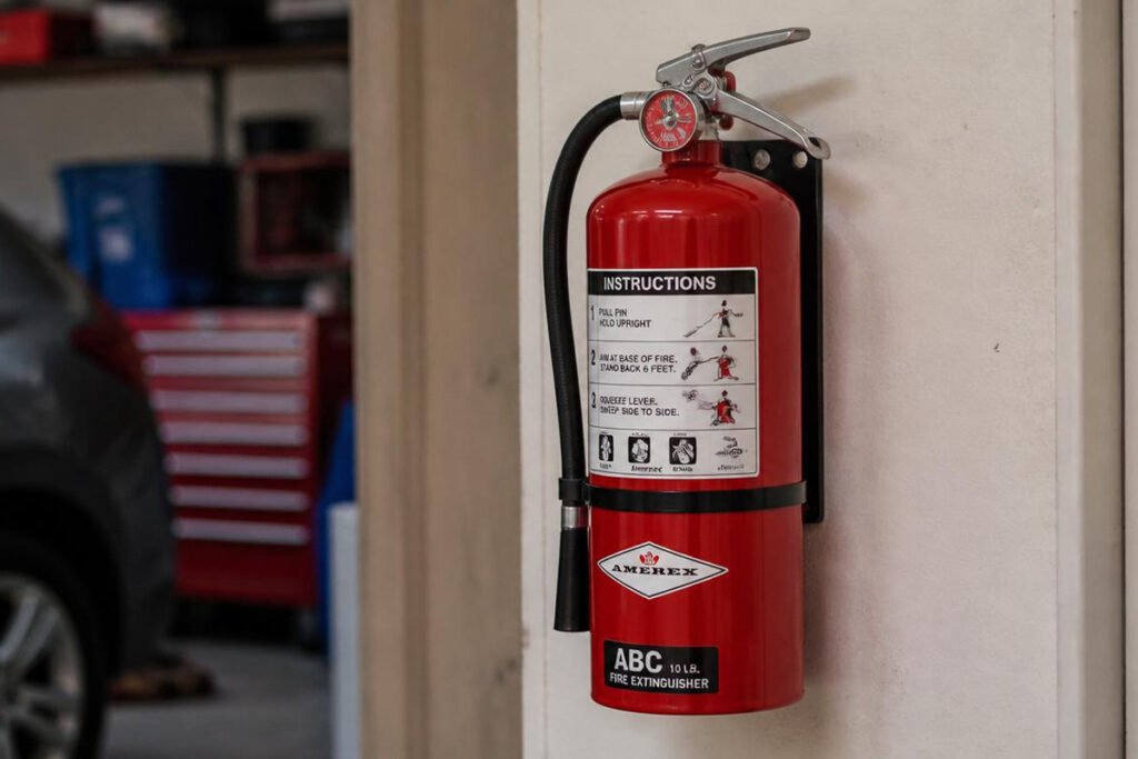 Amerex B402 mounted on garage wall bracket