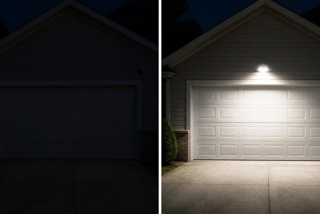 installing smart garage hub and motion sensor light for security setup