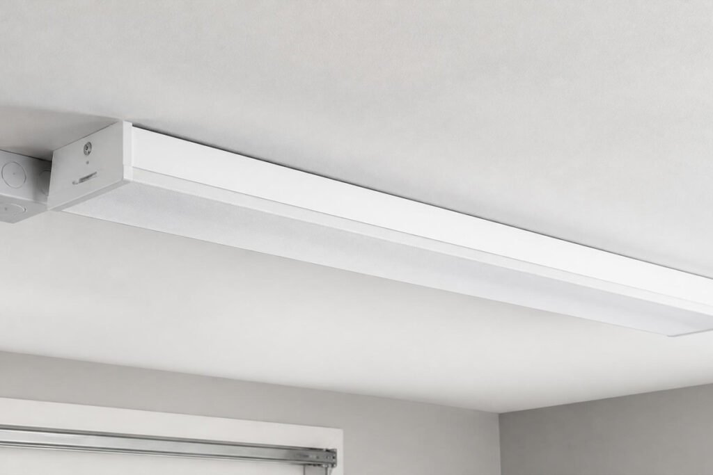TANBABY deformable panel light with adjustable arms fully extended, ceiling-mounted