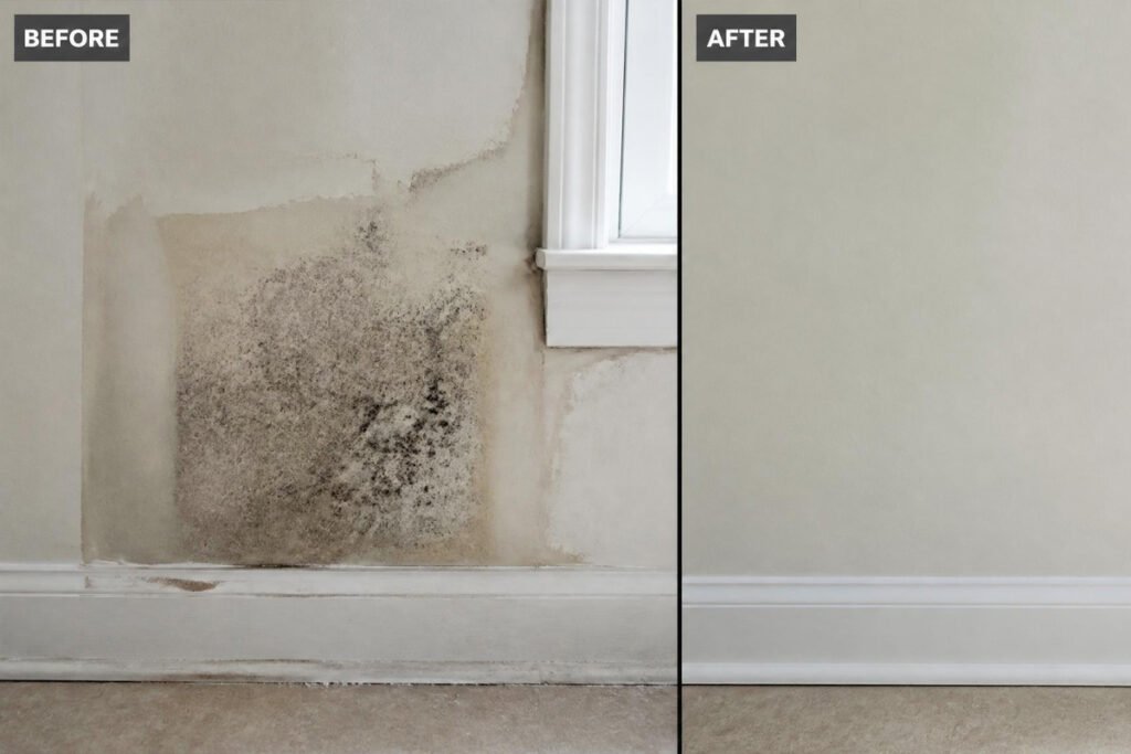 garage mold removal before and after drywall