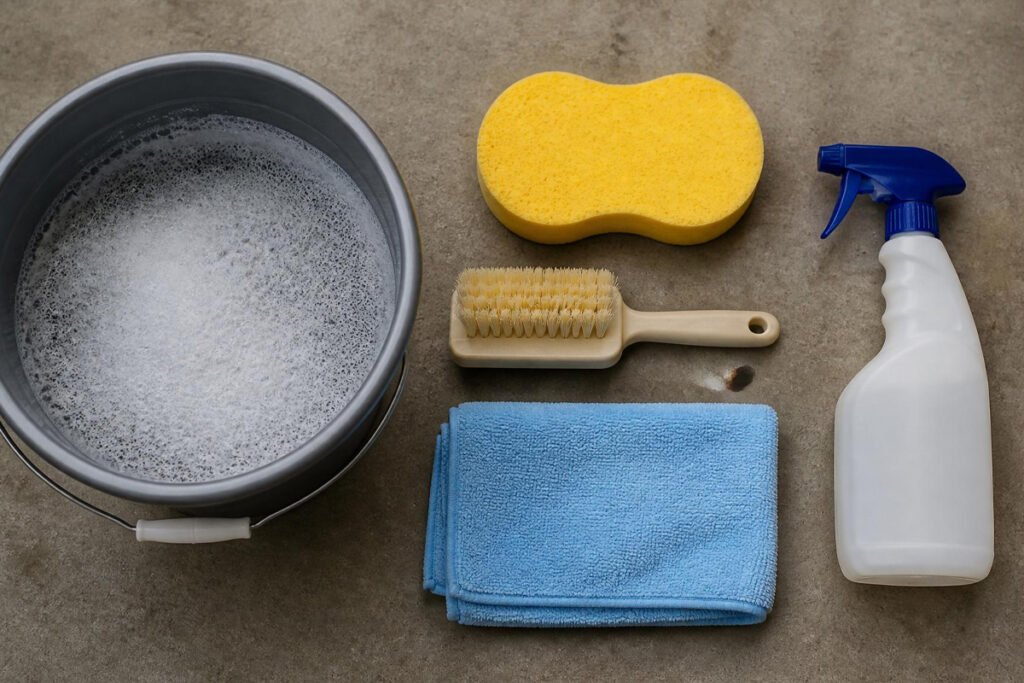 tools needed to clean a garage door bucket sponge hose